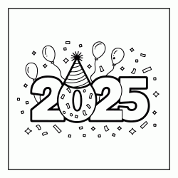 Happy New Year 2025 coloring