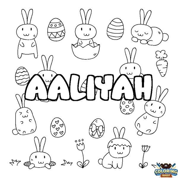 Coloring page first name AALIYAH - Easter background