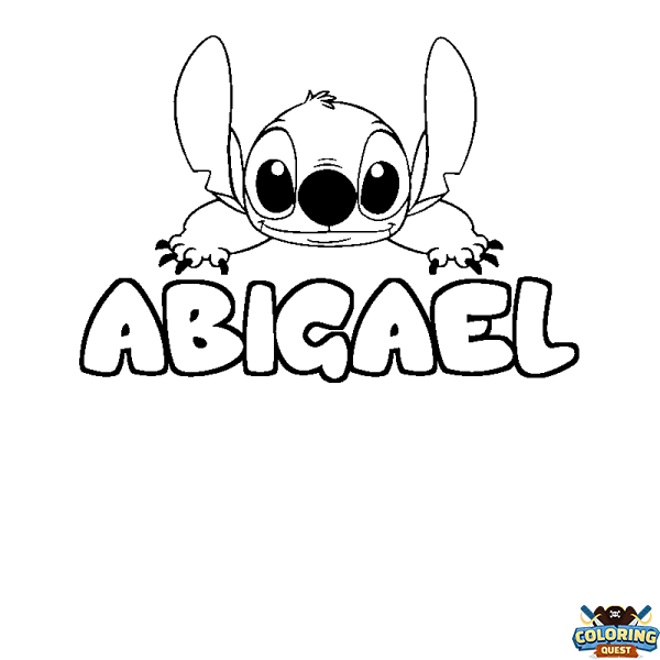 Coloring page first name ABIGAEL - Stitch background