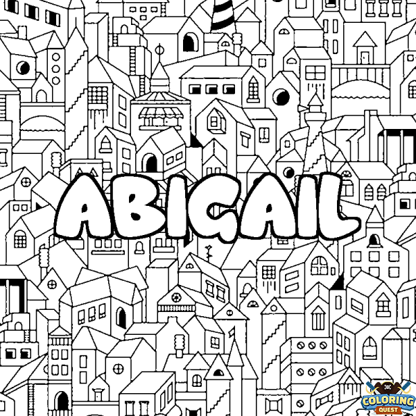 Coloring page first name ABIGAIL - City background