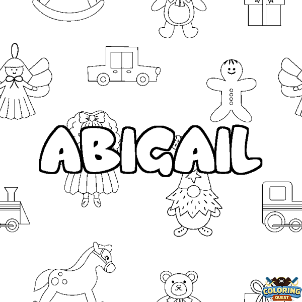 Coloring page first name ABIGAIL - Toys background