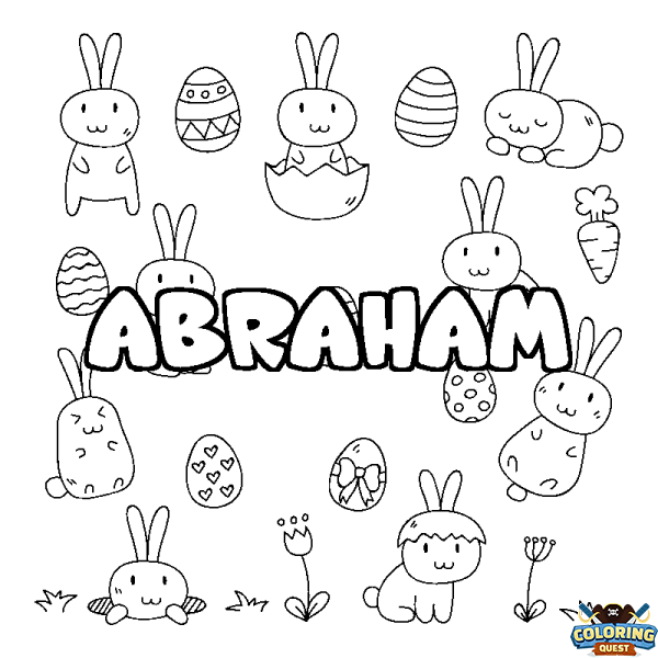 Coloring page first name ABRAHAM - Easter background