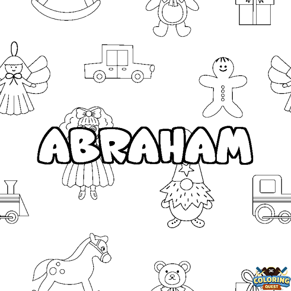 Coloring page first name ABRAHAM - Toys background