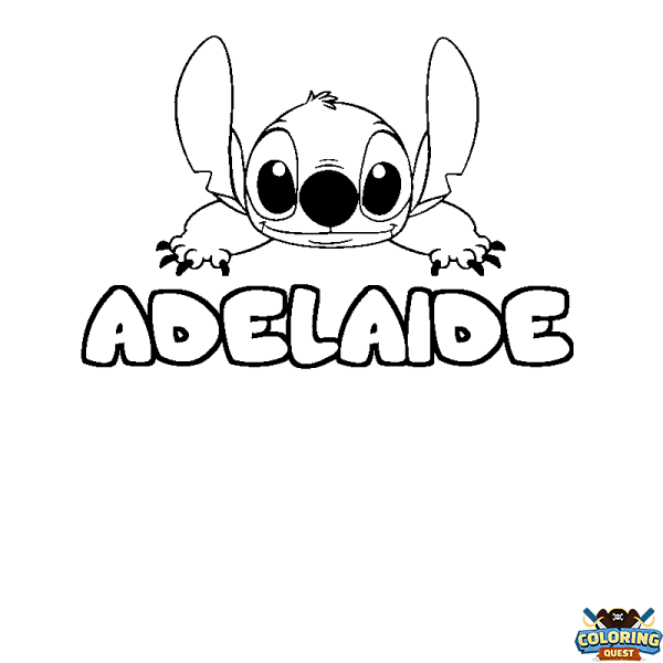 Coloring page first name ADELAIDE - Stitch background