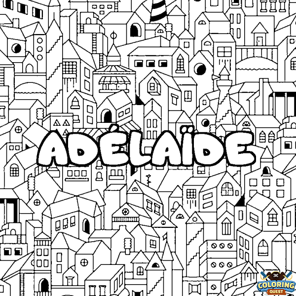 Coloring page first name AD&Eacute;LA&Iuml;DE - City background