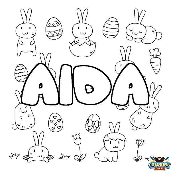 Coloring page first name AIDA - Easter background