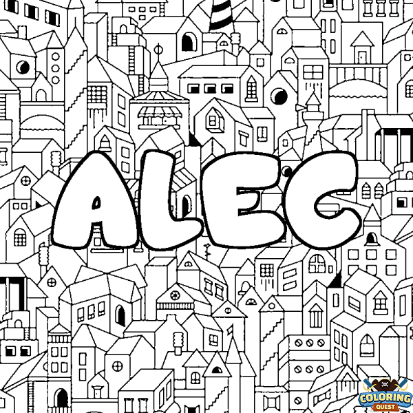 Coloring page first name ALEC - City background