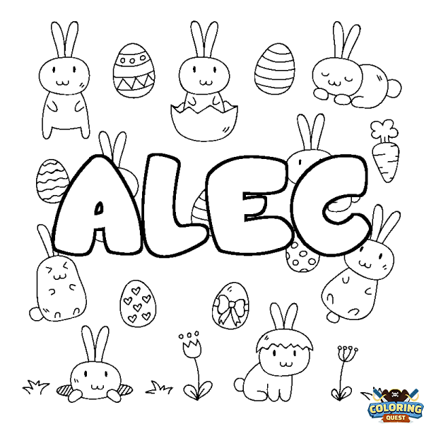 Coloring page first name ALEC - Easter background