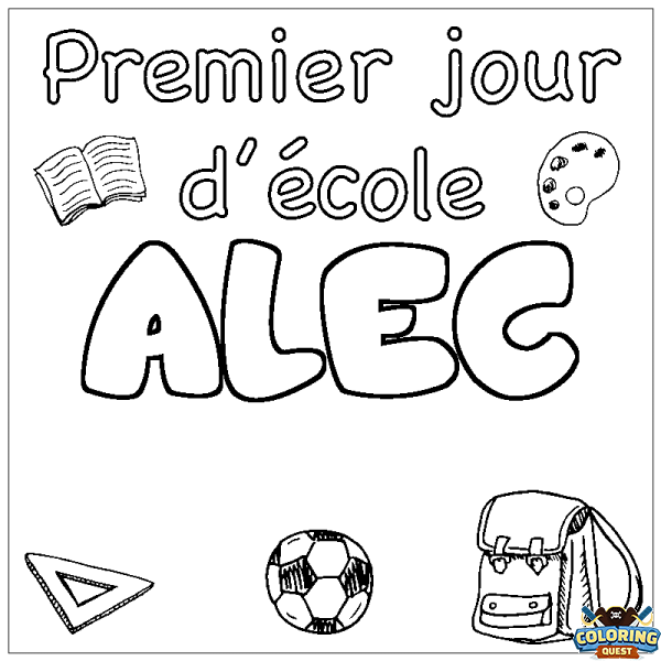 Coloring page first name ALEC - School First day background