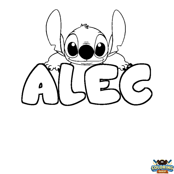 Coloring page first name ALEC - Stitch background