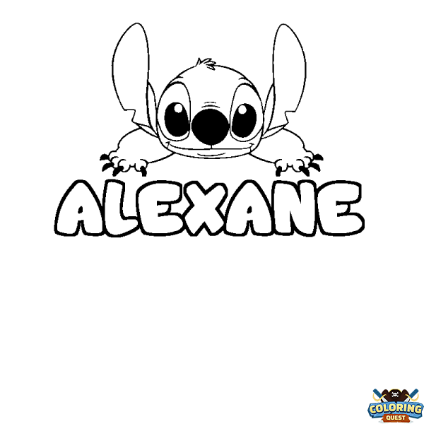 Coloring page first name ALEXANE - Stitch background