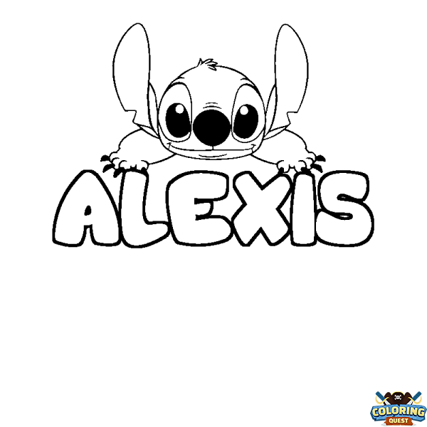 Coloring page first name ALEXIS - Stitch background