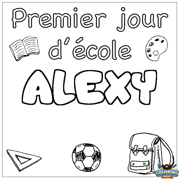 Coloring page first name ALEXY - School First day background