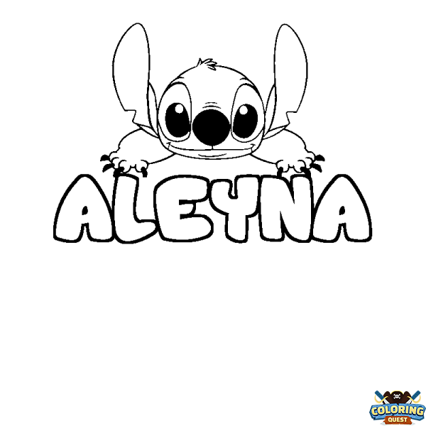 Coloring page first name ALEYNA - Stitch background