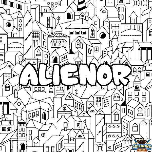 Coloring page first name ALIENOR - City background