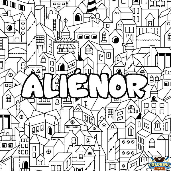 Coloring page first name ALI&Eacute;NOR - City background