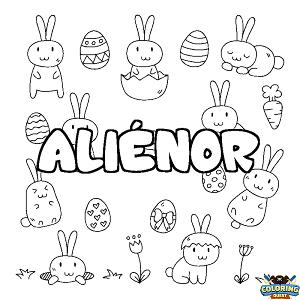 Coloring page first name ALI&Eacute;NOR - Easter background