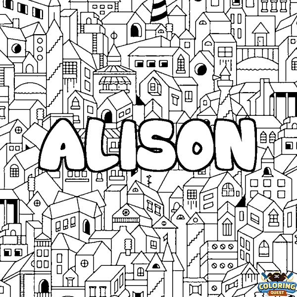 Coloring page first name ALISON - City background