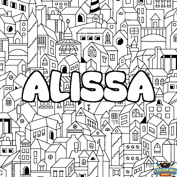 Coloring page first name ALISSA - City background