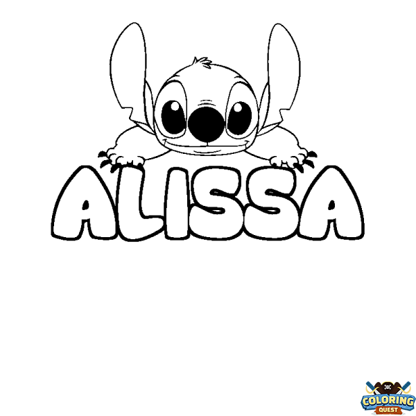 Coloring page first name ALISSA - Stitch background