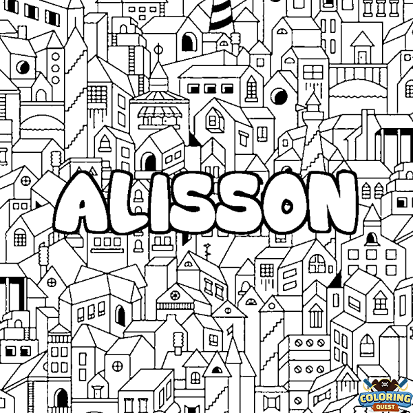 Coloring page first name ALISSON - City background