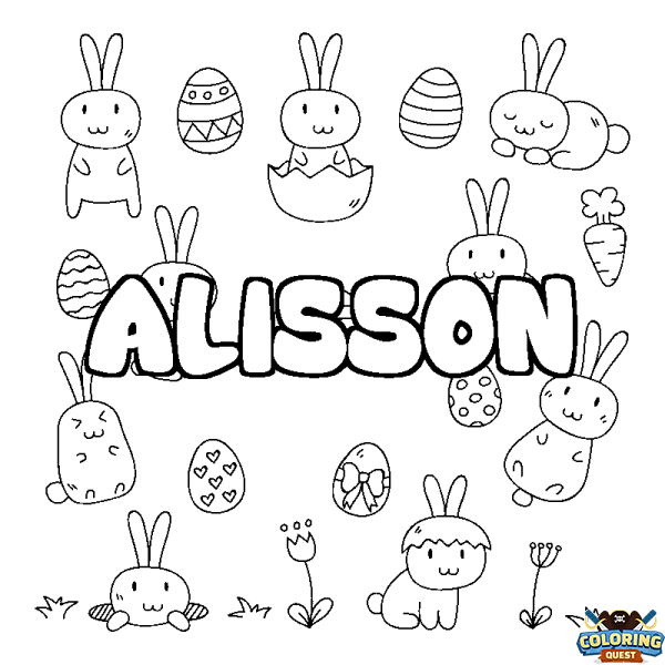 Coloring page first name ALISSON - Easter background