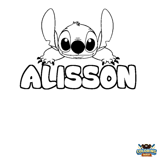 Coloring page first name ALISSON - Stitch background