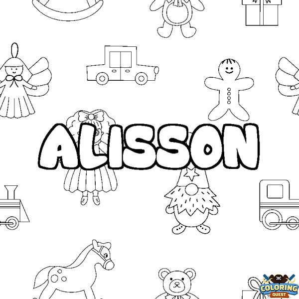 Coloring page first name ALISSON - Toys background