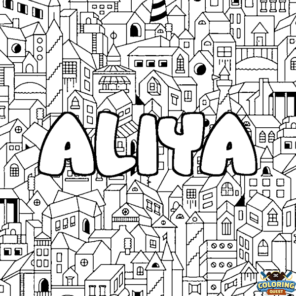 Coloring page first name ALIYA - City background