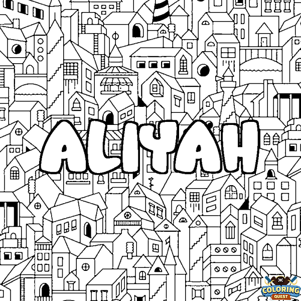 Coloring page first name ALIYAH - City background