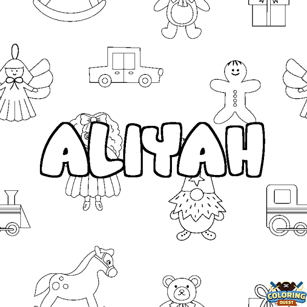 Coloring page first name ALIYAH - Toys background