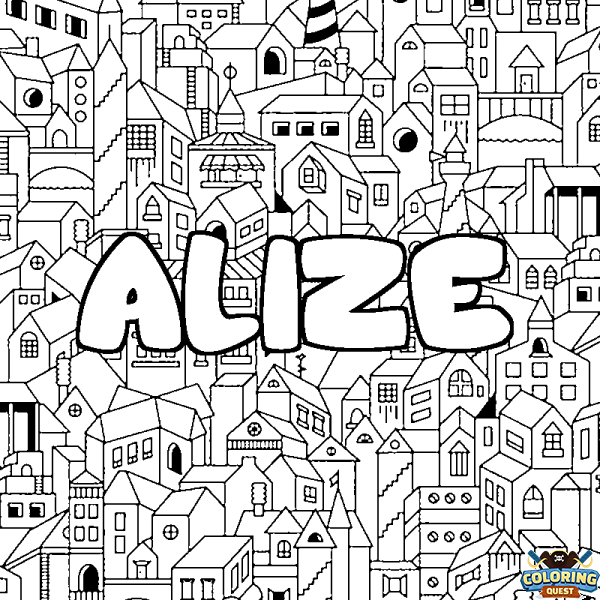 Coloring page first name ALIZE - City background