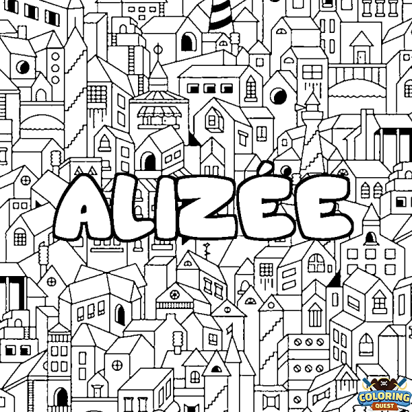 Coloring page first name ALIZ&Eacute;E - City background