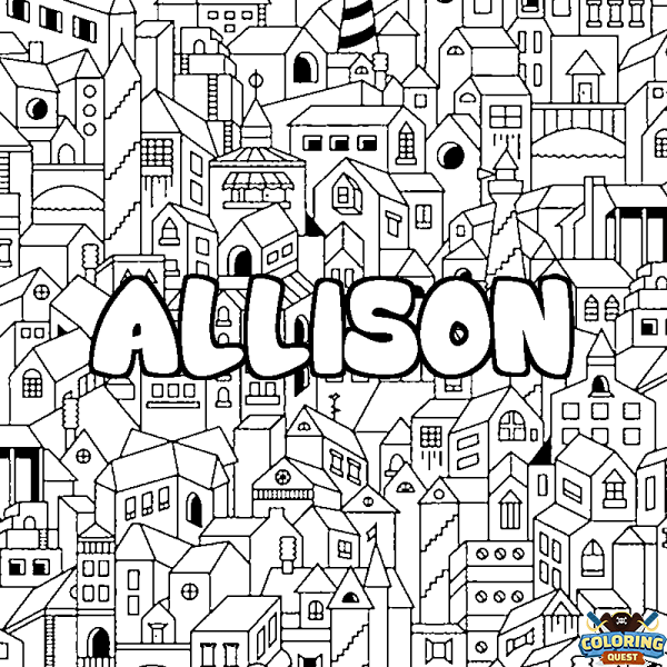 Coloring page first name ALLISON - City background