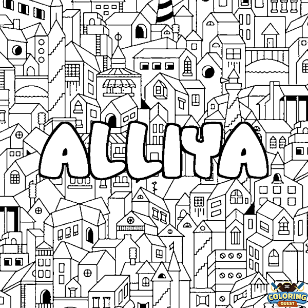 Coloring page first name ALLIYA - City background