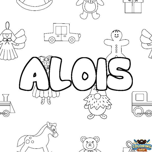 Coloring page first name ALOIS - Toys background