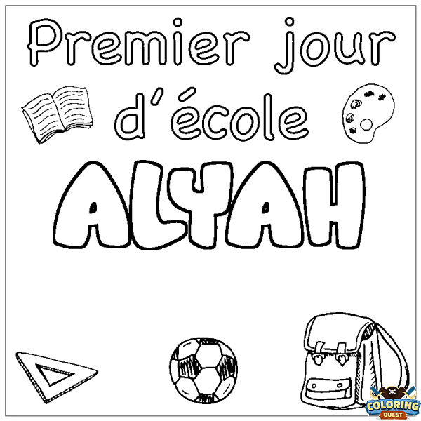 Coloring page first name ALYAH - School First day background