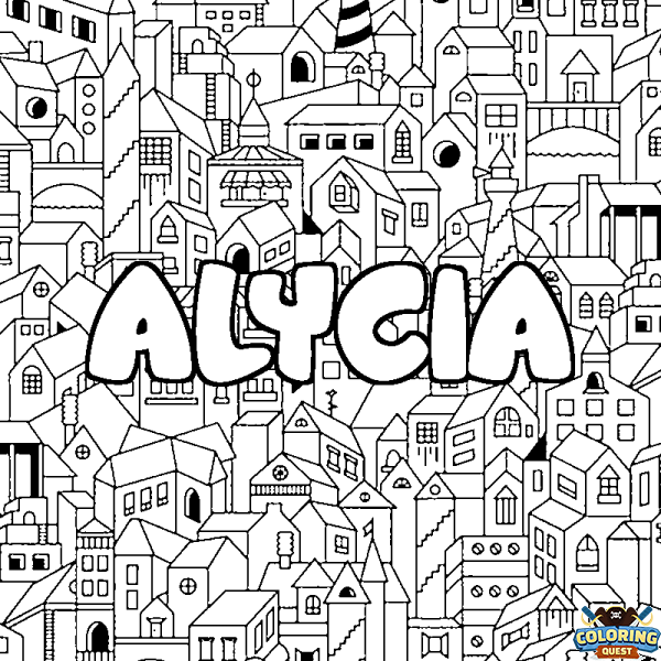 Coloring page first name ALYCIA - City background