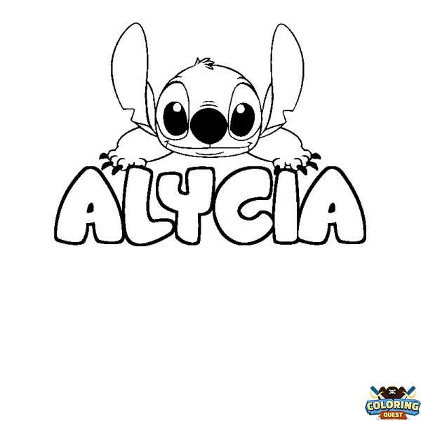 Coloring page first name ALYCIA - Stitch background