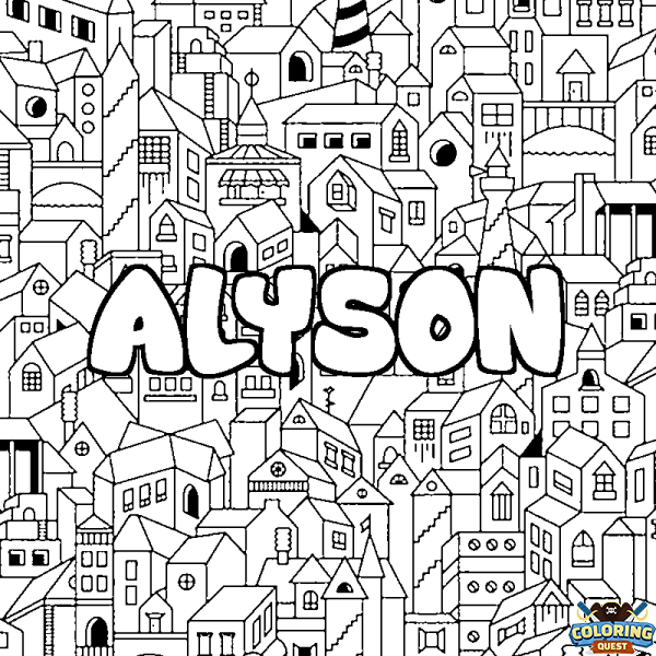 Coloring page first name ALYSON - City background