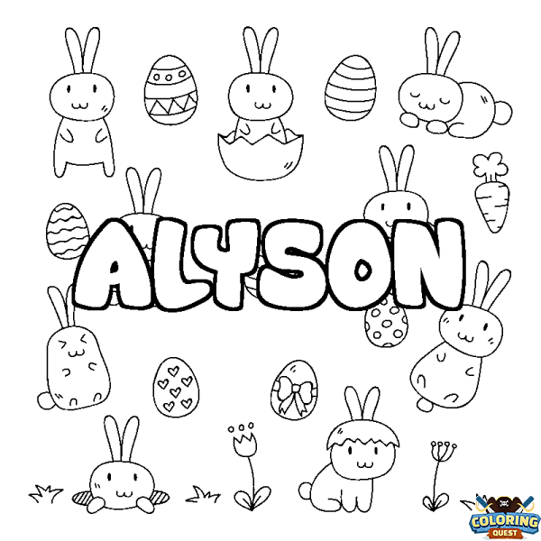 Coloring page first name ALYSON - Easter background