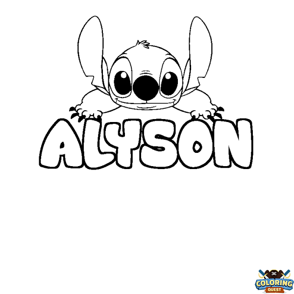 Coloring page first name ALYSON - Stitch background