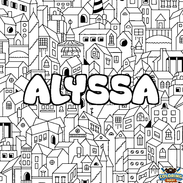 Coloring page first name ALYSSA - City background