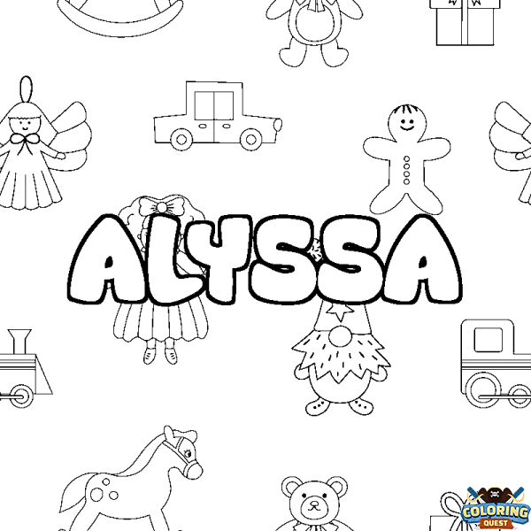 Coloring page first name ALYSSA - Toys background