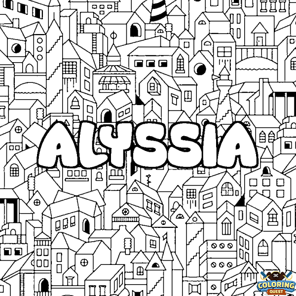 Coloring page first name ALYSSIA - City background