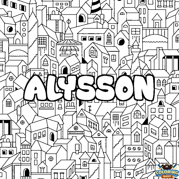 Coloring page first name ALYSSON - City background