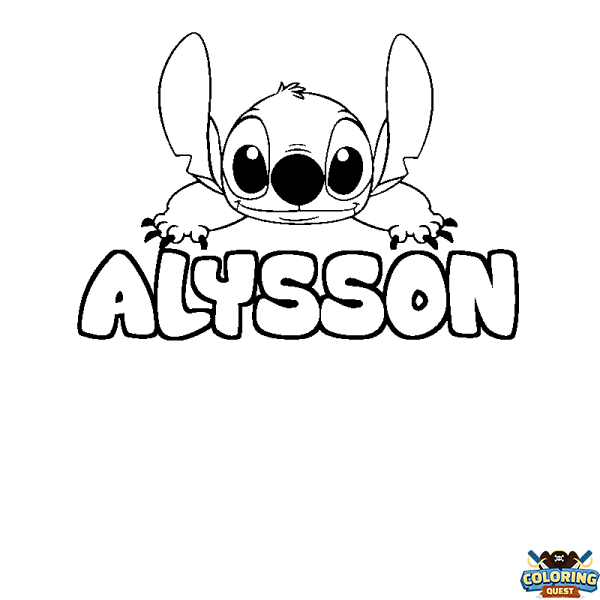 Coloring page first name ALYSSON - Stitch background