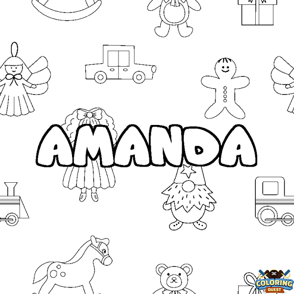 Coloring page first name AMANDA - Toys background