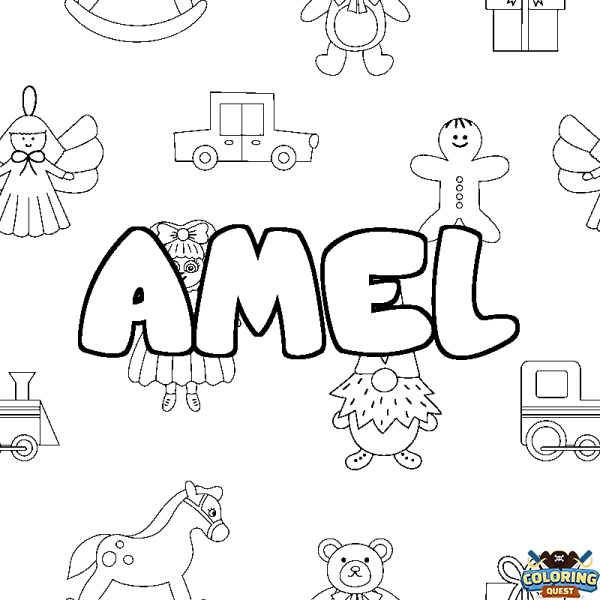 Coloring page first name AMEL - Toys background