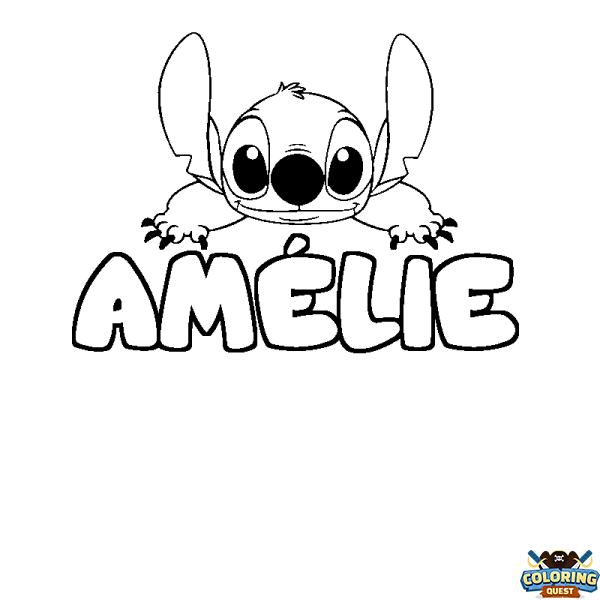 Coloring page first name AM&Eacute;LIE - Stitch background